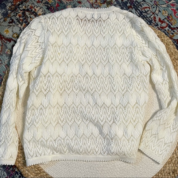 Cardigan Sweater Vintage Crochet Vienna Lace Open Sheer Mesh Top B1 - Picture 14 of 16
